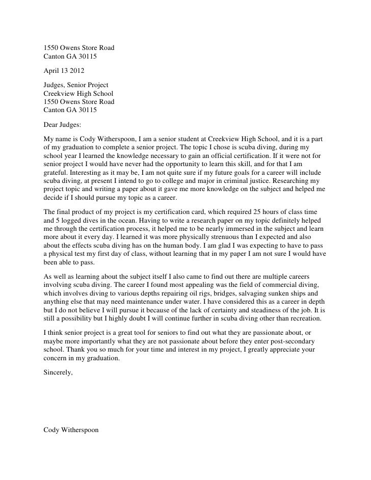 senior project letter to judges senior project letter to judges