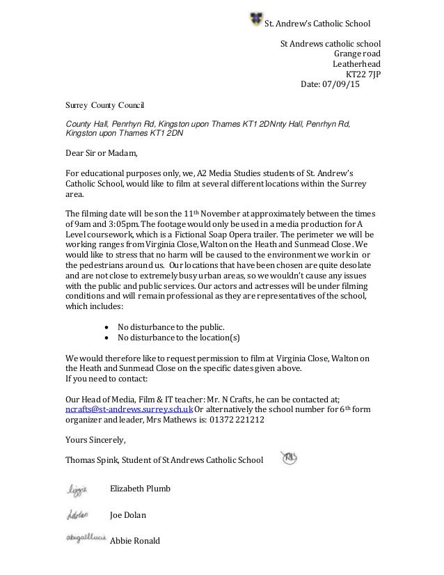 Letter To The Council