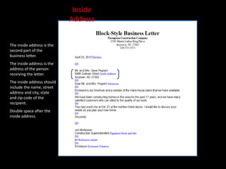 Second Line Inside Address Examples Letter writing | PPTX
