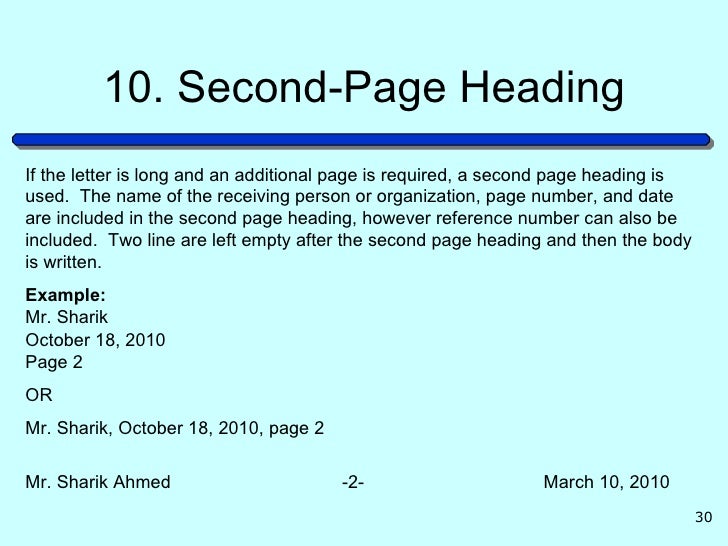 30 10 second page headingif the letter