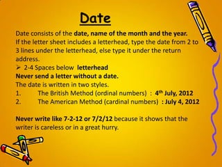 Letter writing, Business, Personal letter Writing format | PPTX