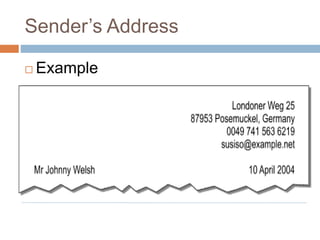 Sender Address Example Letter writing | PPTX