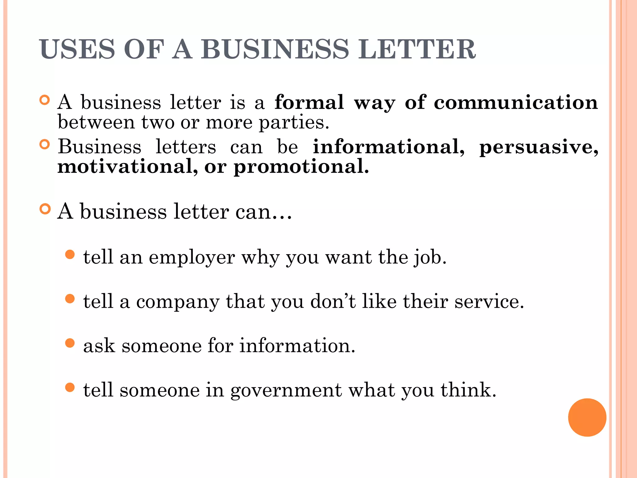 Letter writing (Communication Skills) | PPT