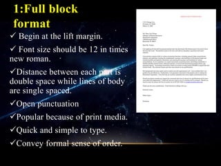 Full Block Format Spaces Letter writing | PPTX