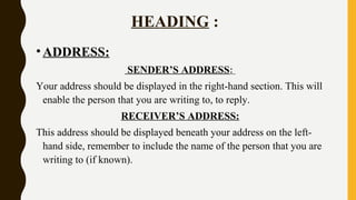 Sender's Address Examples Letter writing | PPT