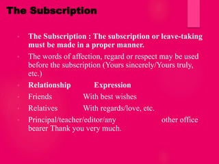 Subscription In Letter Letter writing | PPTX
