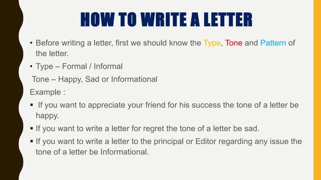 Letter writing and types of letter writing formal and informal. | PPTX