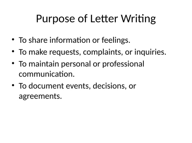 Letter Writing Presentation Bs Level Pptx