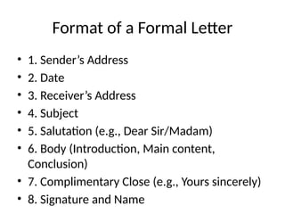 Letter Writing Presentation Bs Level Pptx