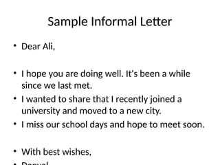 Letter Writing Presentation Bs Level Pptx