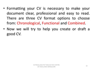 Form 4 Cv Writing Letter Wrting, Resume, CV for senior secondary students by M Prahallada ...
