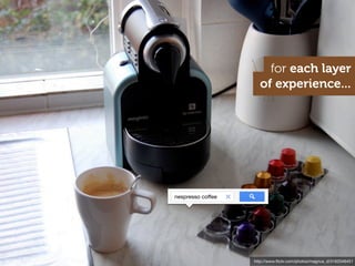 for each layer
                     of experience...




nespresso coffee




                   http://www.ﬂickr.com/photos/magnus_d/3162046451
 