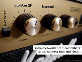http://www.ﬂickr.com/photos/28misguidedsouls/5522310921
spreading messages and ideas...
social networks act as "ampliﬁers"
 