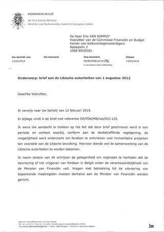Lettre de Didier Reynders aux autorités libyenne