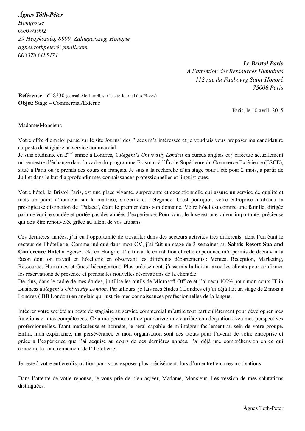 Lettre demotivation tpá