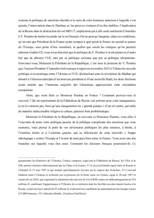 lettre au président de la république