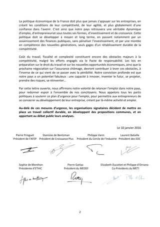 2
La politique économique de la France doit plus que jamais s’appuyer sur les entreprises, en
créant les conditions de leu...