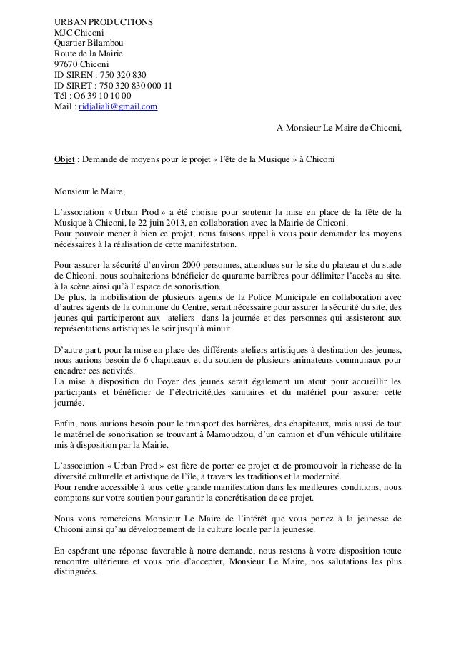 Lettre besoins au maire