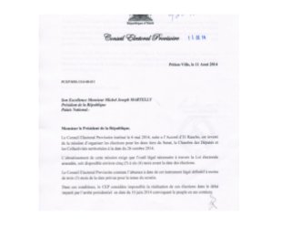 Lettre du CEP au President Michel Martelly 11 aout 2014