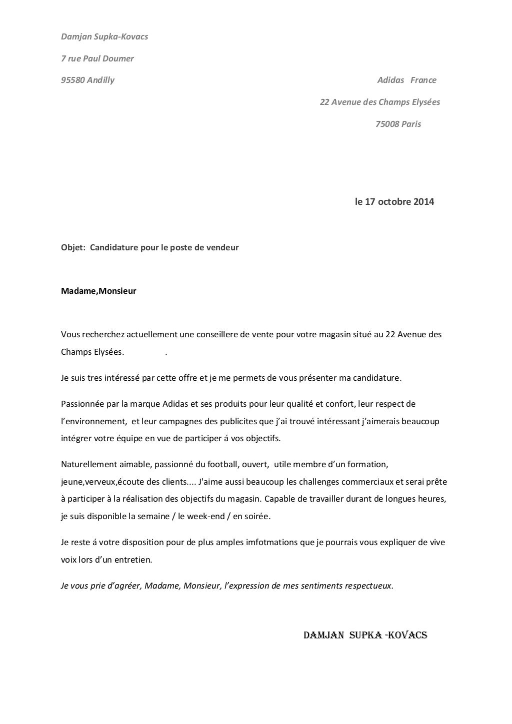 Lettre de motivation 1
