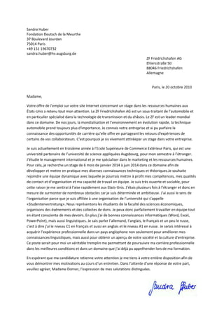 Lettre de motivation