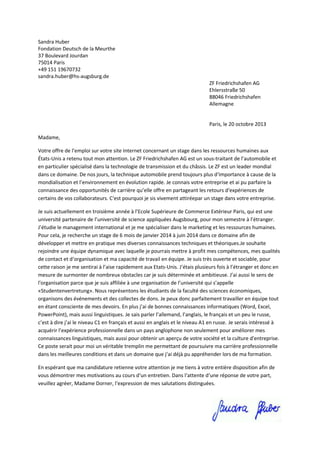 lettre de motivation