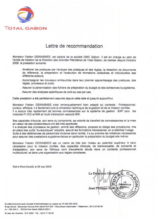 Reference letter - Total Gabon