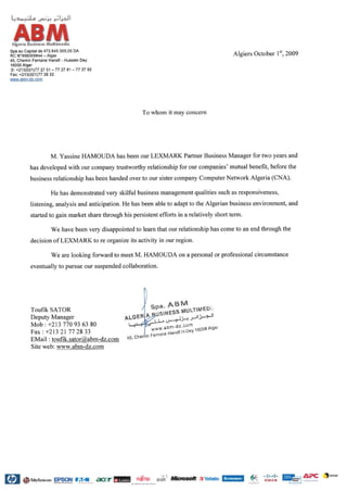 Letter of Recommendation from ABM (Algeria)