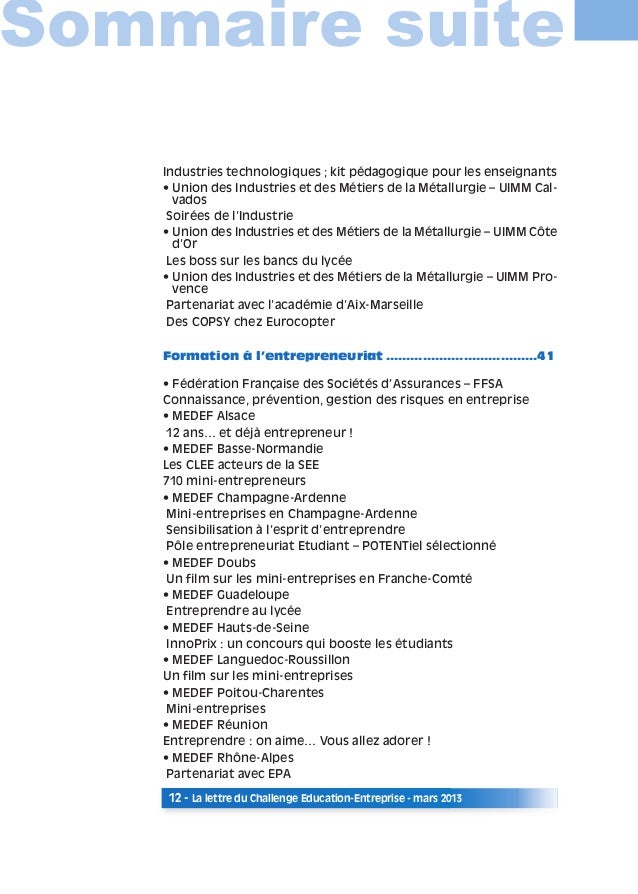Lettre du challenge Education-Entreprise