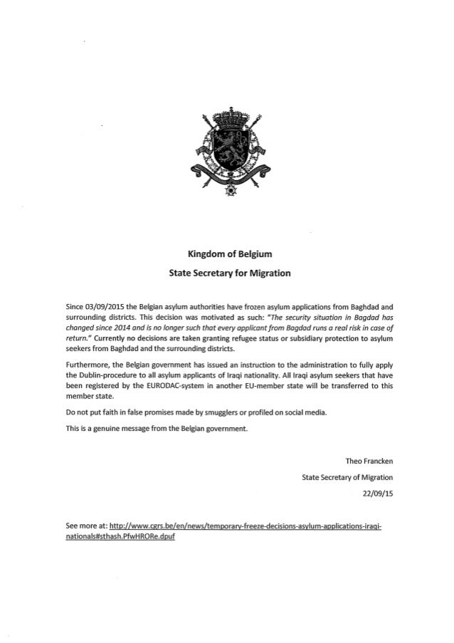La Lettre De Theo Francken Aux Irakiens