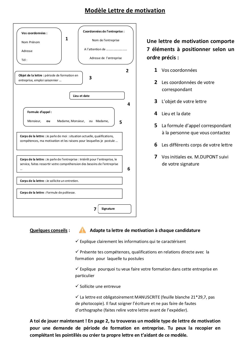 Lettre de motivation