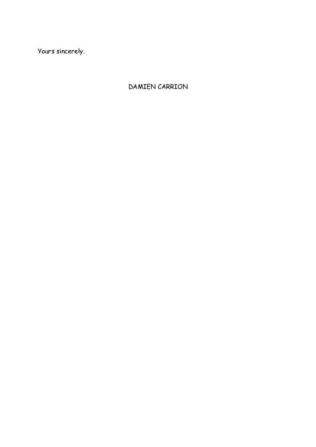 Lettre motivation anglais