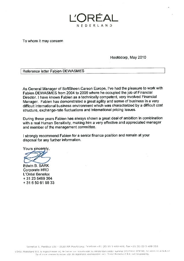 reference letter softsheen carson europe letter of recommendation vs reference
