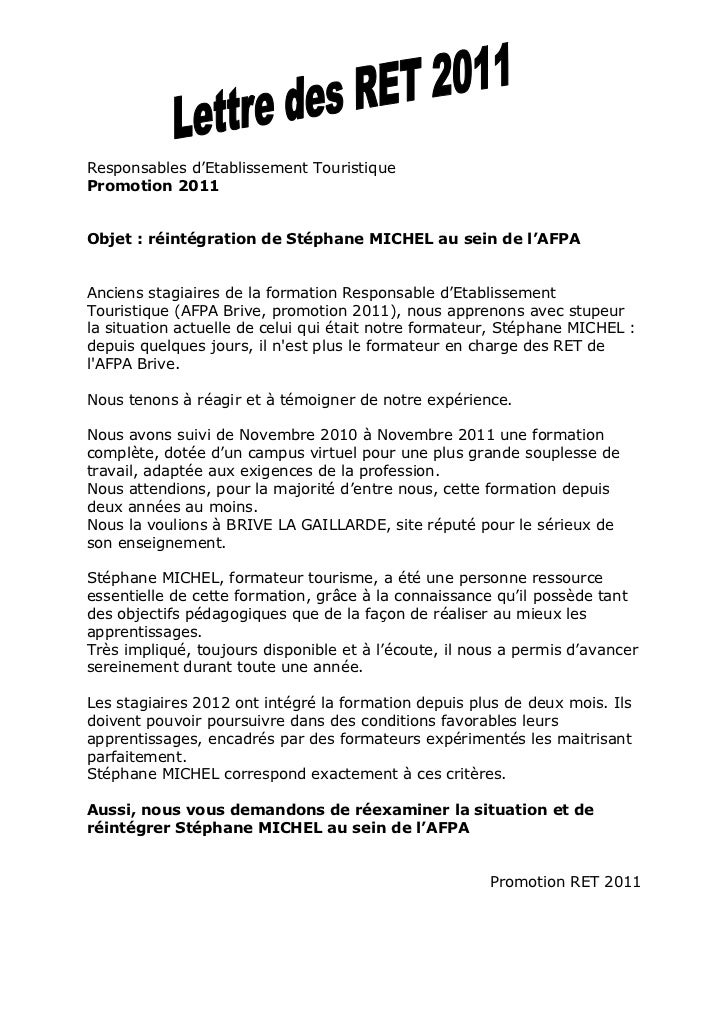 lettre de réintégration ancien poste