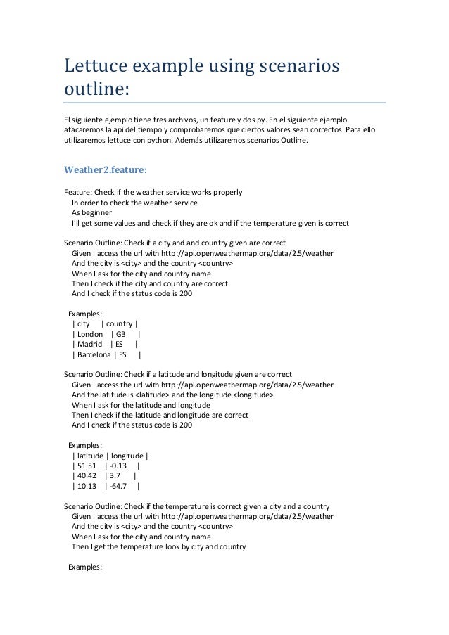 Lettuce example using scenarios outline