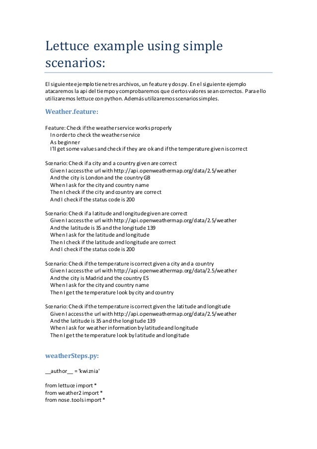 Lettuce example using simple scenario