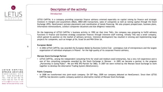LETUS CAPITAL SA | Presentation | PPT