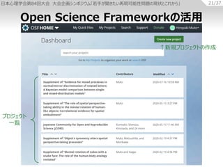ձѧ84ش 󻭥ݥࡸ֤٬FԆ}άF״Ȥ줫项 21/37
Open Science Frameworkλ
ץ
һE
ҎץȤ
 