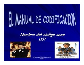 Nombre del código sexo
        007



      LETICIA MARGARITA ALONSO
                                 1
               OCHOA
 