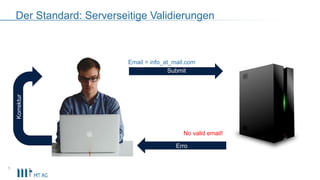 Der Standard: Serverseitige Validierungen
5
Email = info_at_mail.com
No valid email!
Korrektur
Submit
Erro
r
 
