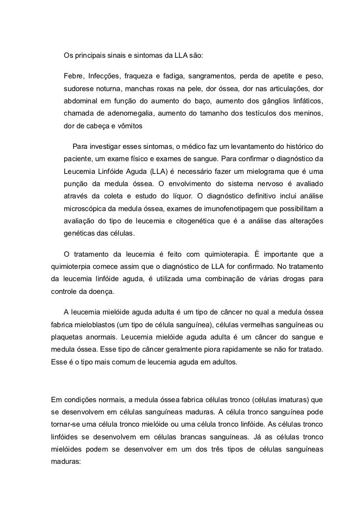 Exames de leucemia