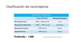 Clasificación de neutropenia
Profunda : <100
 