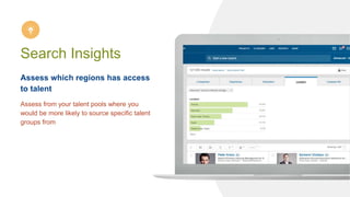 Search Insights
Assess which regions has access
to talent
Assess from your talent pools where you
would be more likely to ...