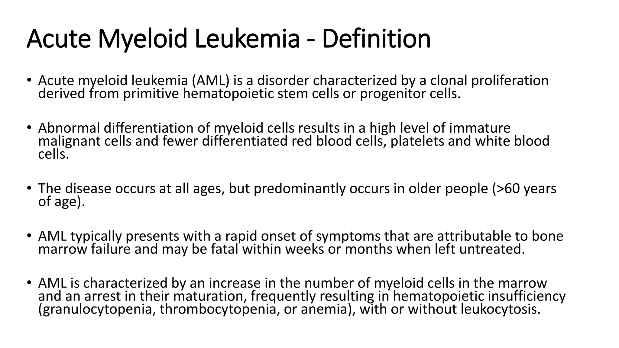 Acute Myeloid Leukemia | PPTX | Blood Disorders | Diseases and Conditions