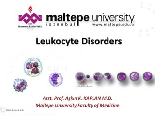 Leukocyte Disorders
Asst. Prof. Aşkın K. KAPLAN M.D.
Maltepe University Faculty of Medicine
 