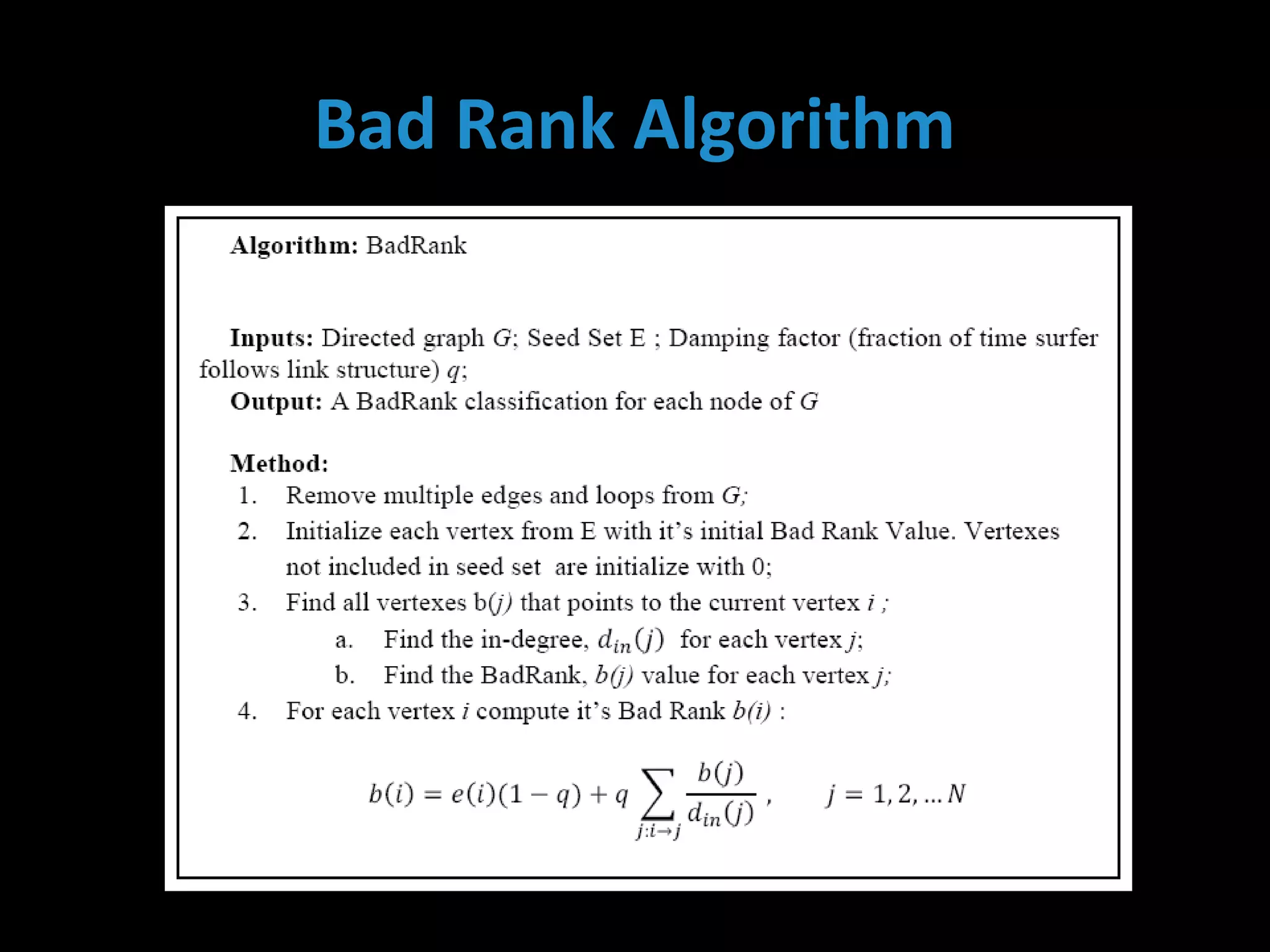 Bad Rank Algorithm
 