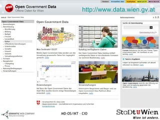 Open Government Portal  www.wien.gv.at/opengov http://www.data.wien.gv.at   MD-OS/IKT – CIO 