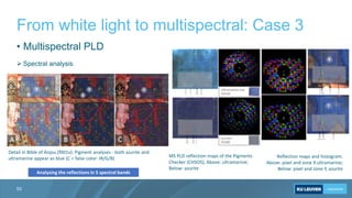From white light to multispectral: Case 3
53
MS PLD reflection maps of the Pigments
Checker (CHSOS); Above: ultramarine;
B...