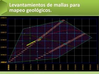Levantamientos de mallas para
mapeo geológicos.
 