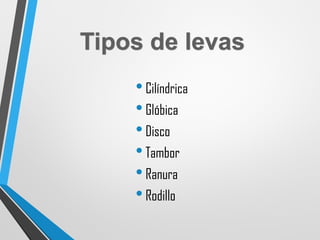 •Cilíndrica
•Glóbica
•Disco
•Tambor
•Ranura
•Rodillo
 